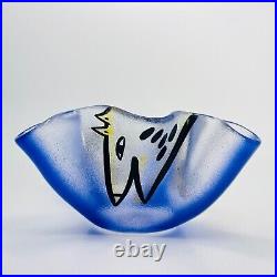 Ulrica Hydman Vallien Kosta Boda Glass Bowl Mouthblown Happy Going Signed