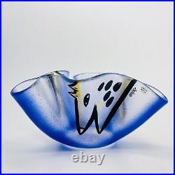 Ulrica Hydman Vallien Kosta Boda Glass Bowl Mouthblown Happy Going Signed