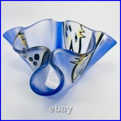 Ulrica Hydman Vallien Kosta Boda Glass Bowl Mouthblown Happy Going Signed