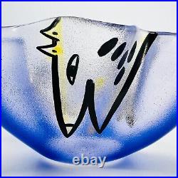 Ulrica Hydman Vallien Kosta Boda Glass Bowl Mouthblown Happy Going Signed