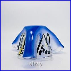 Ulrica Hydman Vallien Kosta Boda Glass Bowl Mouthblown Happy Going Signed