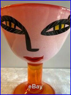 Ulrica Hydman- Vallien Kosta Boda Hand Painted Face Vase