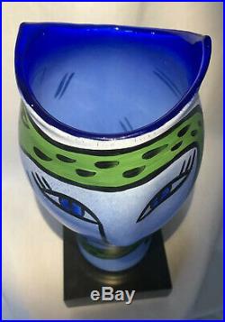 Ulrica Hydman Vallien Light Blue XL Glass Vase Open Minds Kosta Boda Sweden 14