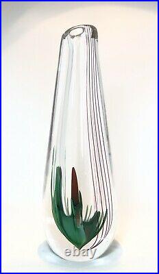 Unique Signed VICKE LINDSTRAND KOSTA BODA Vase Stripes, Seaweed Art Glass, H 10