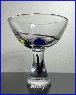 VICKE LINDSTRAND KOSTA BODA Bowl Abstracta Solid Art Glass on Foot 1950's, H6