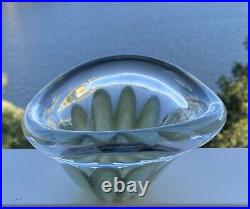 VICKE LINDSTRAND KOSTA BODA Bowl Green Clear Solid Art Glass, 1950's, H3-4