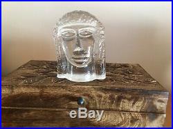 VINTAGE Erik Hoglund signed Pukeberg Glassworks Man Woman Sculptures, c. 1980