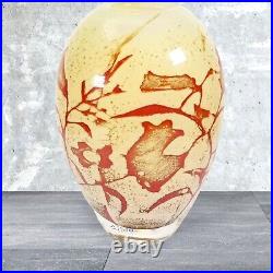 VTG. 6.5 ARTIST'S CHOICE Kosta Boda Olle Brozen Art Glass Vase Floating Flowers
