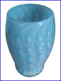 VTG Kosta Boda. MCM Blue Controlled Bubble Glass Hand Blown Textured Vase RARE