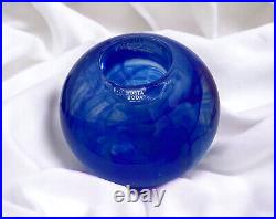 VTG Kosta Boda The Little Mermaid Candle Holder Swirly Blue Rounded Art Glass
