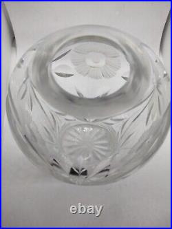 VTG Signed Kosta Boda Hand Cut Etched Crystal Vase Sweden Floral Flowers