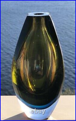 Ventana Vase MONA MORALES-SCHILDT KOSTA BODA Green Colorful Art Glass, H 6 1/2