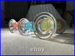 Very Rare KOSTA BODA Multicolor Art Glass Candlesticks Set of 3 Handmade Sweden