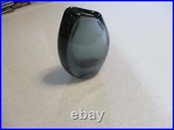 Vicke Lindstrand 1960's Smokey Blue Vase with Bubble for Kosta