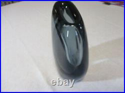 Vicke Lindstrand 1960's Smokey Blue Vase with Bubble for Kosta