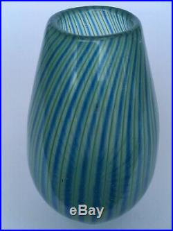 Vicke Lindstrand Colora Unik (Unique) green& blue Vase, Kosta, MCM, Sweden