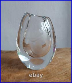 Vicke Lindstrand Crystal Vase (1904-1983) Signed Kosta Boda Woman in Bath