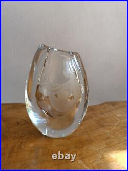 Vicke Lindstrand Crystal Vase (1904-1983) Signed Kosta Boda Woman in Bath