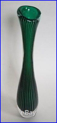 Vicke Lindstrand KOSTA Sweden Striped Green Zebra Vase