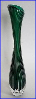 Vicke Lindstrand KOSTA Sweden Striped Green Zebra Vase