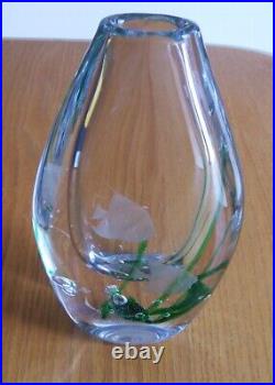 Vicke Lindstrand for Kosta Seaweed and Fish Art Glass Vase 1960's MCM 2349