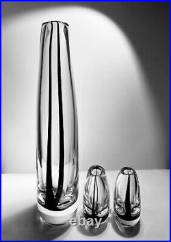 Vicke Lindtrand Kosta Boda Vase Set Contour Art Design Glass, 1950, H3-11