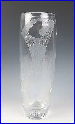 Vintage 1950s Kosta Vicke Lindstrand 13 Engraved Figure Glass Vase Etched MCM