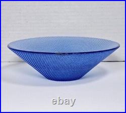 Vintage 1960s Kosta Boda Goran Warff Bumpy Blue Art Glass Bowl 7