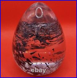 Vintage 1970s Kosta Boda Art Glass Egg Paperweight 3.5 Tall Clear