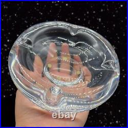 Vintage 1970s Kosta Boda Clear Thick Crystal Glass Ashtray Dish Hand Made Glass
