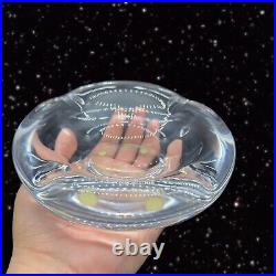 Vintage 1970s Kosta Boda Clear Thick Crystal Glass Ashtray Dish Hand Made Glass