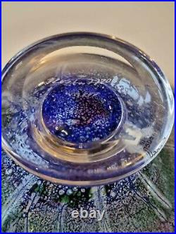 Vintage 1970s Mid-Century Signed Warff Kosta Boda Purple Art Glass Pedestal Bowl