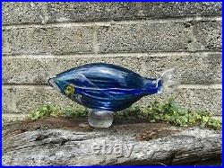 Vintage 1994 Kosta Boda Monika Backstrom glass blue whale Art Glass signed