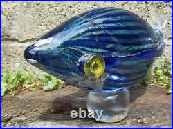 Vintage 1994 Kosta Boda Monika Backstrom glass blue whale Art Glass signed
