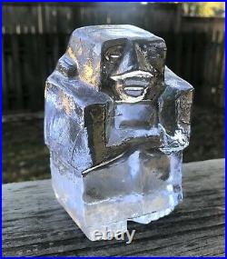 Vintage 60's Hoglund Glass Sculpture Kosta Boda Ice Man Bookend Paperweight MCM