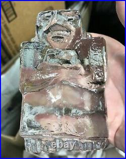Vintage 60's Hoglund Glass Sculpture Kosta Boda Ice Man Bookend Paperweight MCM