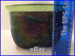 Vintage Bertil Vallien Boda Art Glass Iridescent Volcano Vase Signed C. 1970 Rare