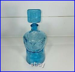 Vintage Blue Glass Man Decanter Kosta Boda People