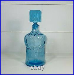 Vintage Blue Glass Man Decanter Kosta Boda People