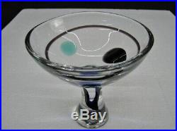 Vintage Early Kosta Boda Abstracta Footed Bowl By Vicke Linstrand Mint