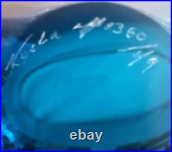 Vintage Estate KOSTA BODA Blue Art Glass Vase/Bowl Signed and Numbered