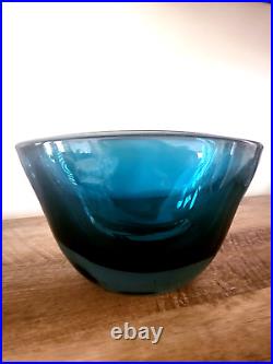 Vintage Estate KOSTA BODA Blue Art Glass Vase/Bowl Signed and Numbered