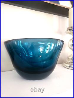 Vintage Estate KOSTA BODA Blue Art Glass Vase/Bowl Signed and Numbered