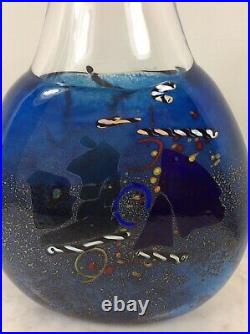 Vintage KOSTA BODA Bertil Vallien Reef Collection Fish Blue Art Glass Vase 9