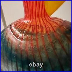 Vintage KOSTA BODA Kjell Engmann Bon Bon Orange Blue Art Glass Vase SIGNED
