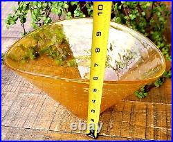 Vintage Kosta Boda Art Glass Amber Bowl Controlled Bubble Bullicante 6Hx10W