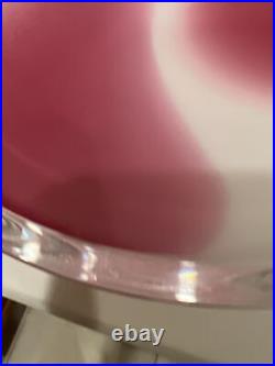 Vintage Kosta Boda Art Glass Round Low Bowl Pink And White
