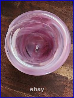 Vintage Kosta Boda Atoll Vase Anna Ehrner Pink Swirl 8 Thick Heavy Superb Condt