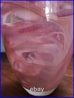 Vintage Kosta Boda Atoll Vase Anna Ehrner Pink Swirl 8 Thick Heavy Superb Condt