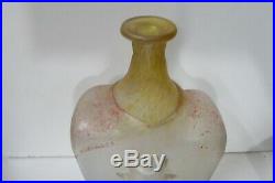 Vintage Kosta Boda Bertil Vallien Art Glass Bottle Vase Embossed Man In Hat